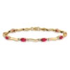 14k Complete Diamond and Oval Ruby Wavy Link 7 inch Bracelet - 2 14k Complete Diamond and Oval Ruby Wavy Link 7 inch Bracelet - 2