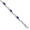 14k White Gold Complete Diamond and Oval Sapphire Wavy Link 7 inch Bracelet - 0 14k White Gold Complete Diamond and Oval Sapphire Wavy Link 7 inch Bracelet - 0