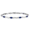 14k White Gold Complete Diamond and Oval Sapphire Wavy Link 7 inch Bracelet - 2 14k White Gold Complete Diamond and Oval Sapphire Wavy Link 7 inch Bracelet - 2