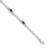 14k White Gold Complete Diamond and Oval Sapphire Heart Design 7 inch Bracelet - 0