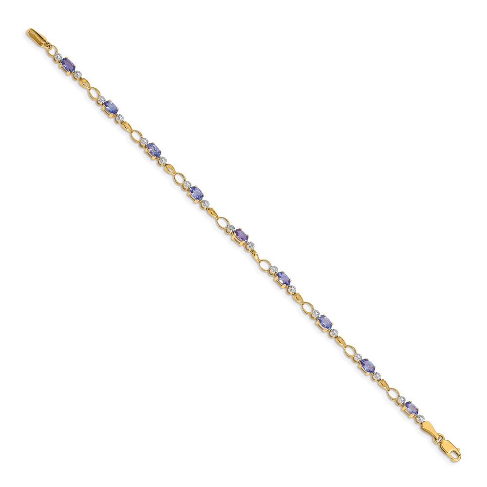 14k Complete Diamond and Oval Tanzanite Open Link 7 inch Bracelet - 1