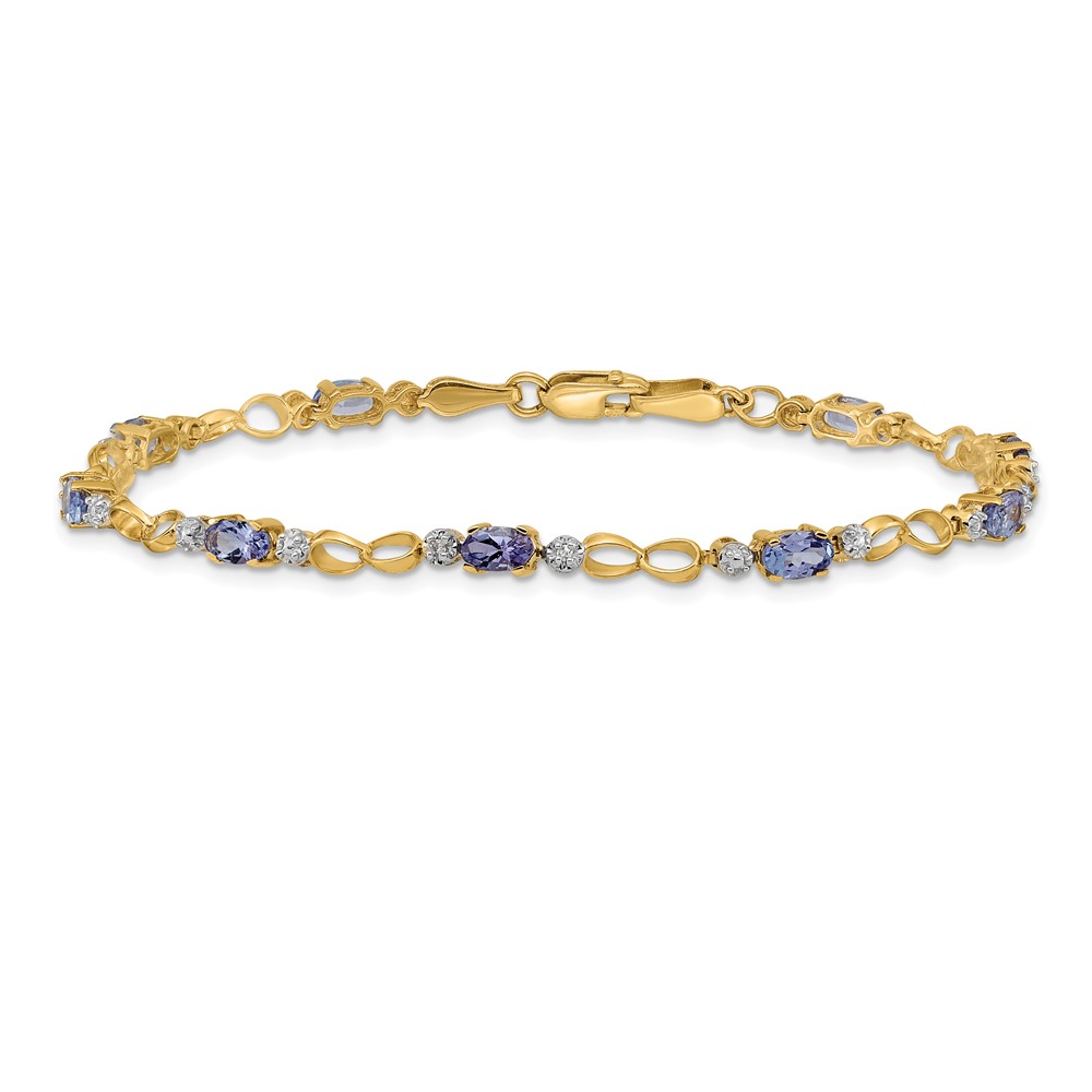14k Complete Diamond and Oval Tanzanite Open Link 7 inch Bracelet - 2
