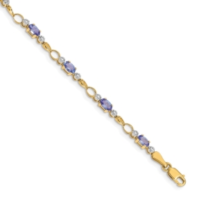 14k Complete Diamond and Oval Tanzanite Open Link 7 inch Bracelet - 0