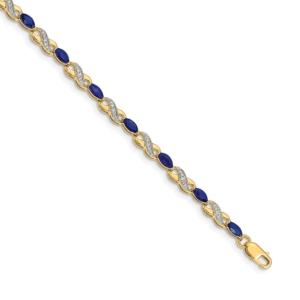 14k Complete Diamond and Oval Sapphire Infinity 7.25 inch Bracelet - 0