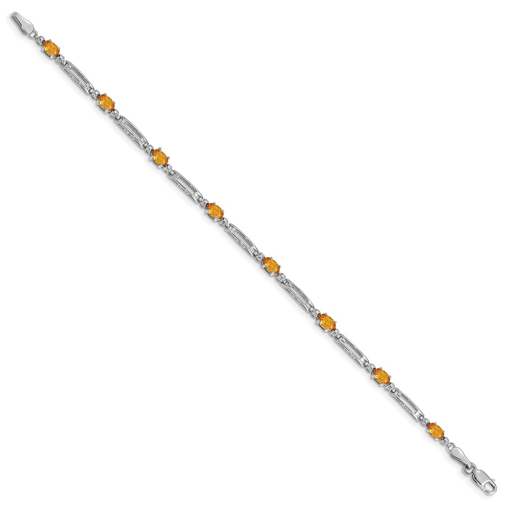 10k White Gold Diamond and Citrine Bracelet - 1