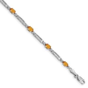 10k White Gold Diamond and Citrine Bracelet - 0