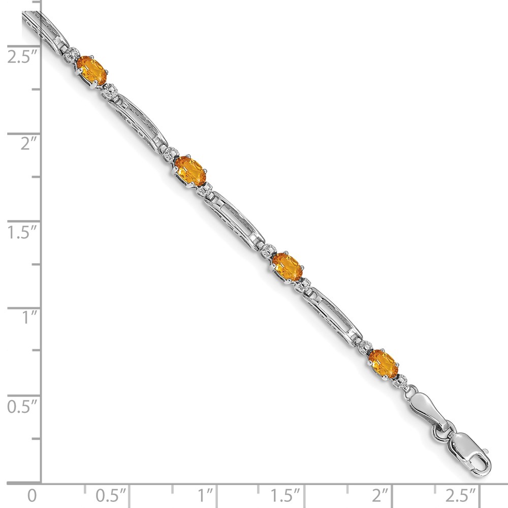10k White Gold Diamond and Citrine Bracelet - 2