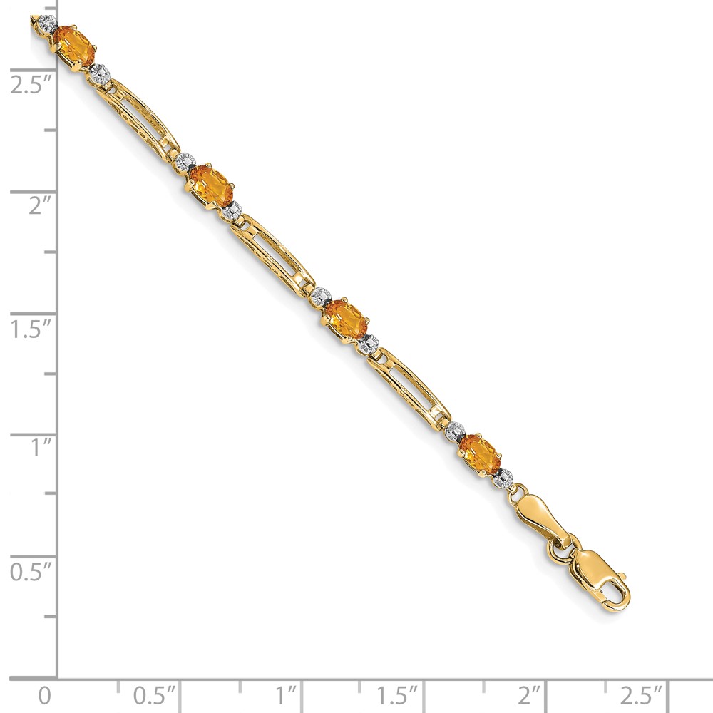 14k Complete Diamond and Oval Citrine Fancy Link 7 inch Bracelet - 2