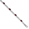 10k White Gold Diamond and Garnet Bracelet - 0 10k White Gold Diamond and Garnet Bracelet - 0
