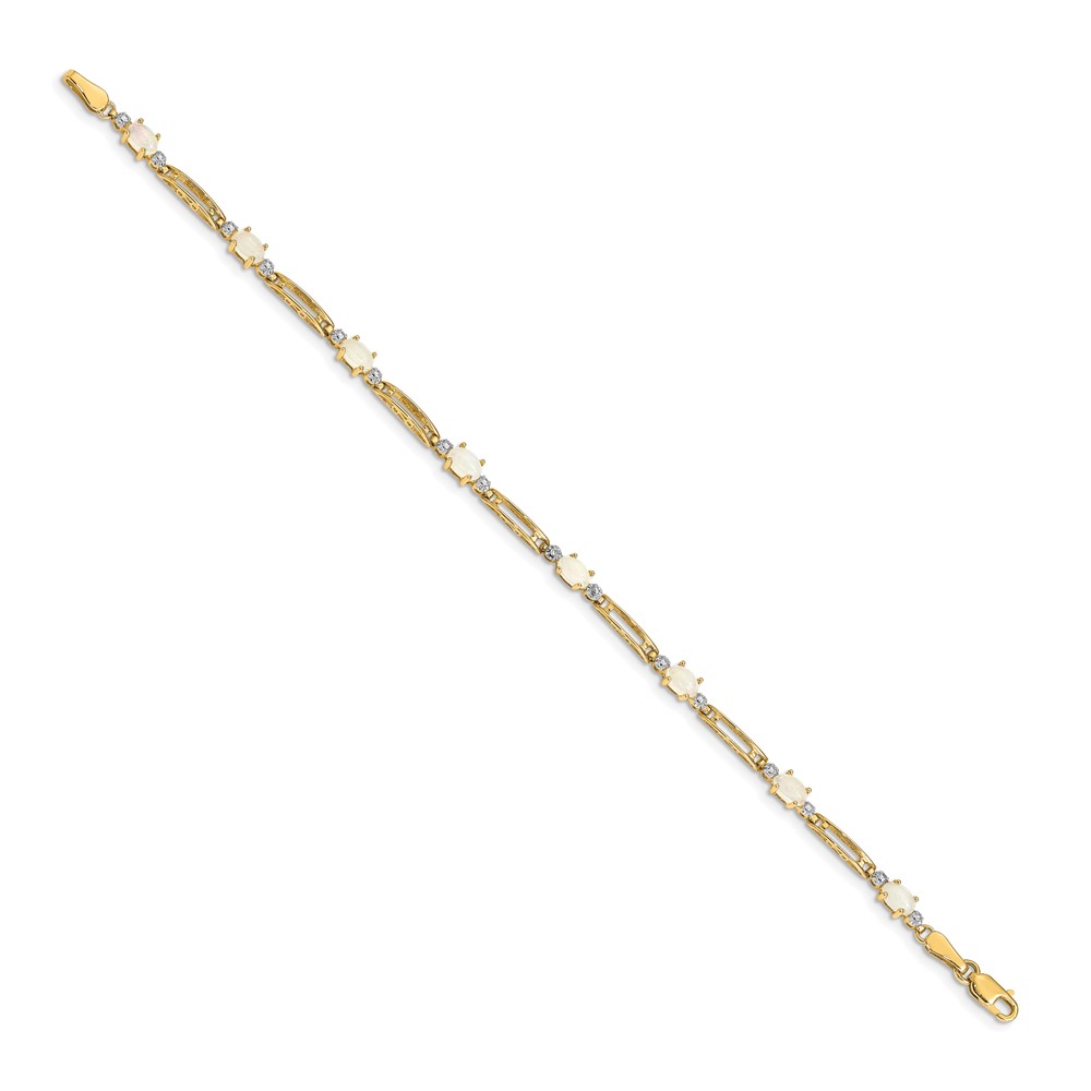 10k Fancy Diamond and Opal Bracelet - 1 10k Fancy Diamond and Opal Bracelet - 1