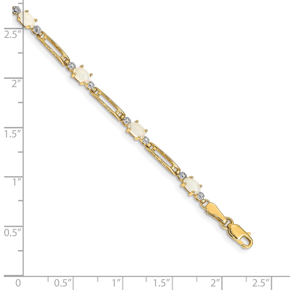 10k Fancy Diamond and Opal Bracelet - 2 10k Fancy Diamond and Opal Bracelet - 2