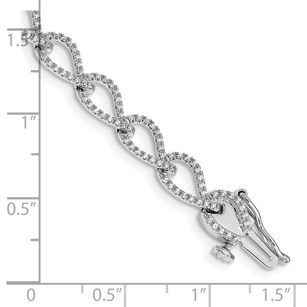 14k White Gold Complete 1 carat Diamond Fancy Link 7 inch Bracelet - 2