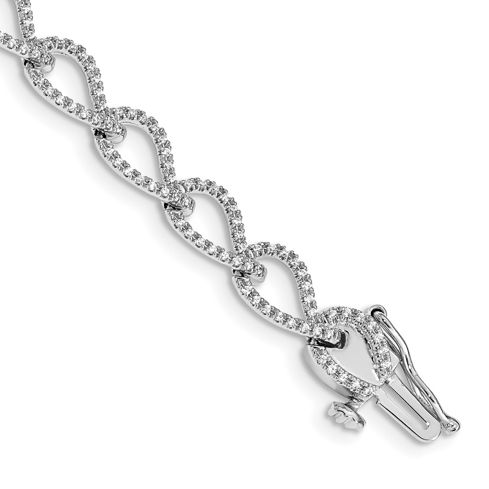 14k White Gold Complete 1 carat Diamond Fancy Link 7 inch Bracelet - 0