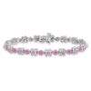 14k White Gold Complete Lab Created Pink Sapphire Flowers 7 inch Bracelet - 2 14k White Gold Complete Lab Created Pink Sapphire Flowers 7 inch Bracelet - 2