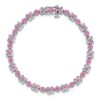 14k White Gold Complete Lab Created Pink Sapphire Flowers 7 inch Bracelet - 3 14k White Gold Complete Lab Created Pink Sapphire Flowers 7 inch Bracelet - 3