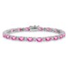 14k White Gold Complete Lab Created Oval Pink Sapphire and Diamond 7 inch Bracelet - 2 14k White Gold Complete Lab Created Oval Pink Sapphire and Diamond 7 inch Bracelet - 2