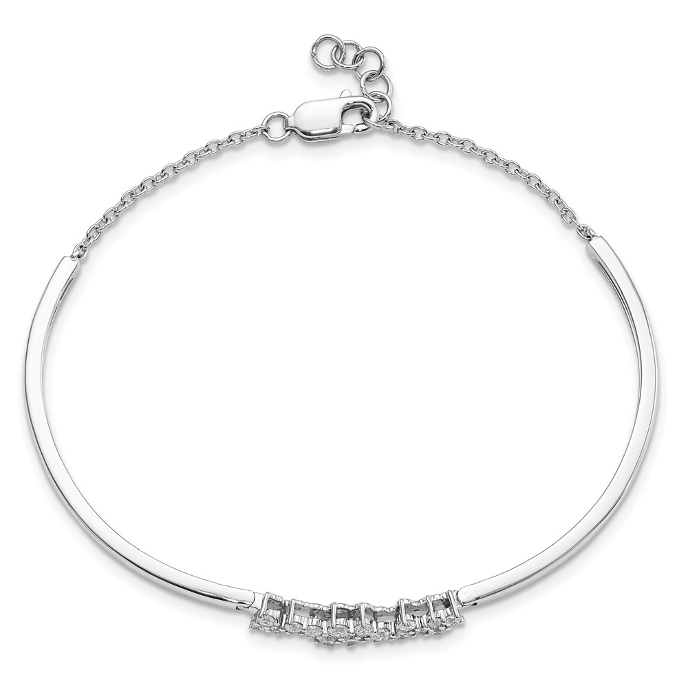 14k White Gold Complete 1/2 carat Diamond Half-Bangle 7 inch Bracelet with 0.5 inch Extender - 2