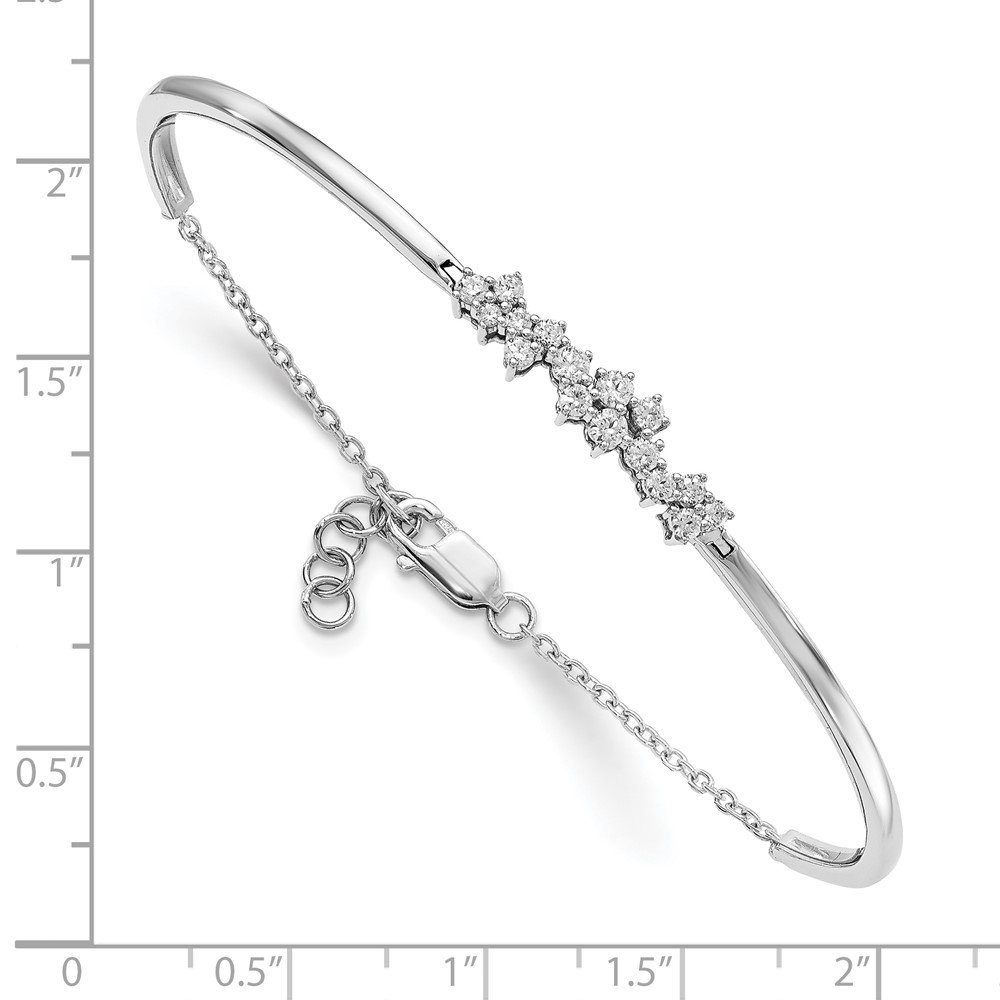 14k White Gold Complete 1/2 carat Diamond Half-Bangle 7 inch Bracelet with 0.5 inch Extender - 1
