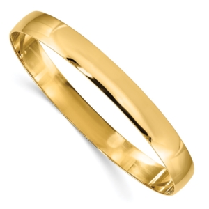 14k 8mm Solid Polished Half-Round Slip-On Round Bangle Bracelet - 0