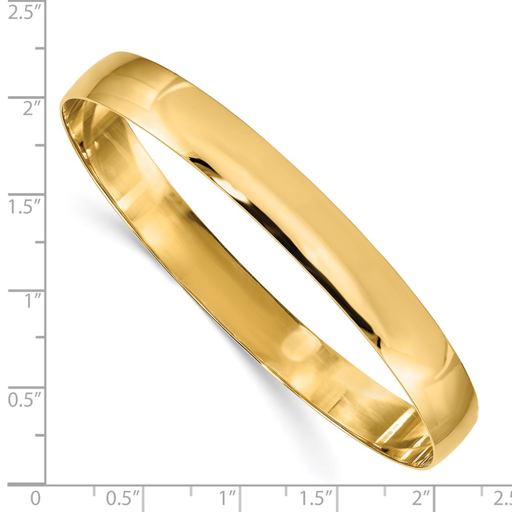 14k 8mm Solid Polished Half-Round Slip-On Round Bangle Bracelet - 2