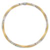 14k and White Rhodium Satin Finish Diamond-cut Twist 3.00mm Slip-on Round Bangle Bracelet - 1