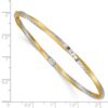 14k and White Rhodium Satin Finish Diamond-cut Twist 3.00mm Slip-on Round Bangle Bracelet - 2