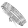 14K Oversize White Gold Polished and Textured with Dangle Heart 7-Strand 11.00mm Slip-on Round Bangle Bracelet - 0