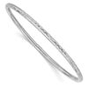 14k White Gold Polished Diamond-cut 3.00mm Slip-on Round Bangle Bracelet - 0