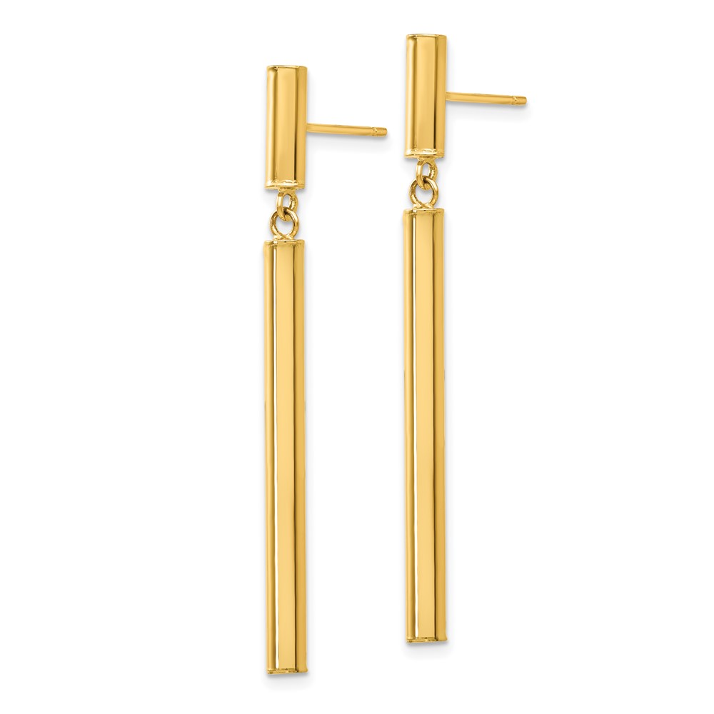 14k Fancy Dangle Round Tube Earrings - 1