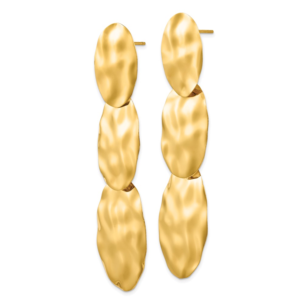 14k Polished Hammered Dangle Earrings - 1