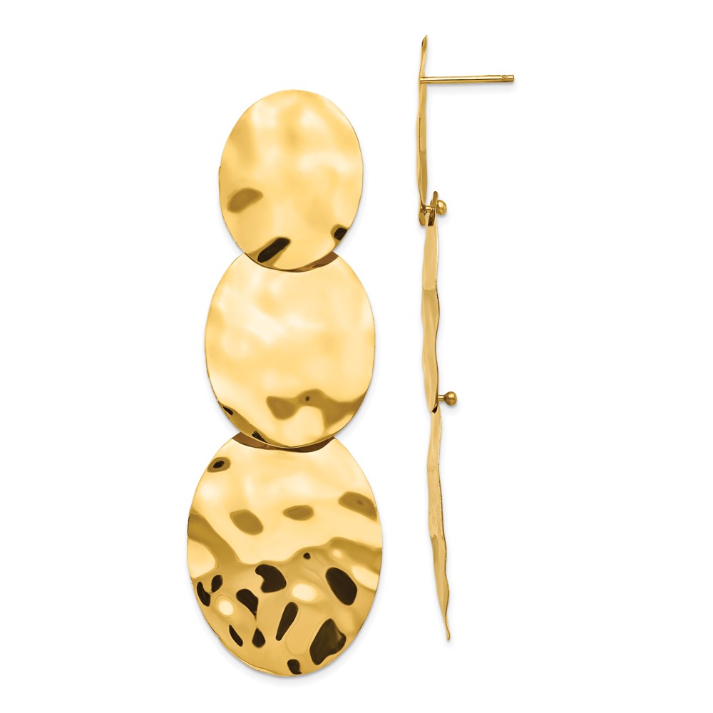 14k Polished Hammered Dangle Earrings - 0