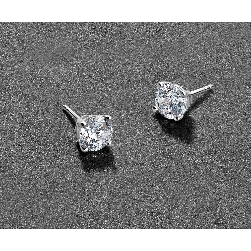 14k White Gold 2 1/2 carat Certified Lab Grown Diamond VS/SI+ G+ Round Complete Four Prong Heavyweight Stud Earrings - 5 14k White Gold 2 1/2 carat Certified Lab Grown Diamond VS/SI+ G+ Round Complete Four Prong Heavyweight Stud Earrings - 5