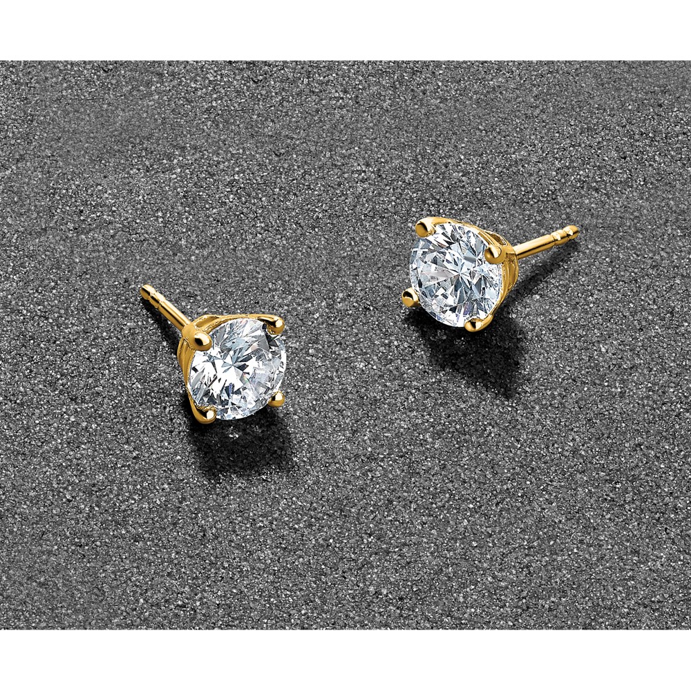 14k 2 1/2 carat Certified Lab Grown Diamond VS+ F+ Round Complete Four Prong Heavyweight Stud Earrings - 6 14k 2 1/2 carat Certified Lab Grown Diamond VS+ F+ Round Complete Four Prong Heavyweight Stud Earrings - 6