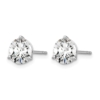 14k White Gold 2 1/2 carat Certified Lab Grown Diamond VS/SI+ G+ Round Complete Three Prong Stud Earrings - 1