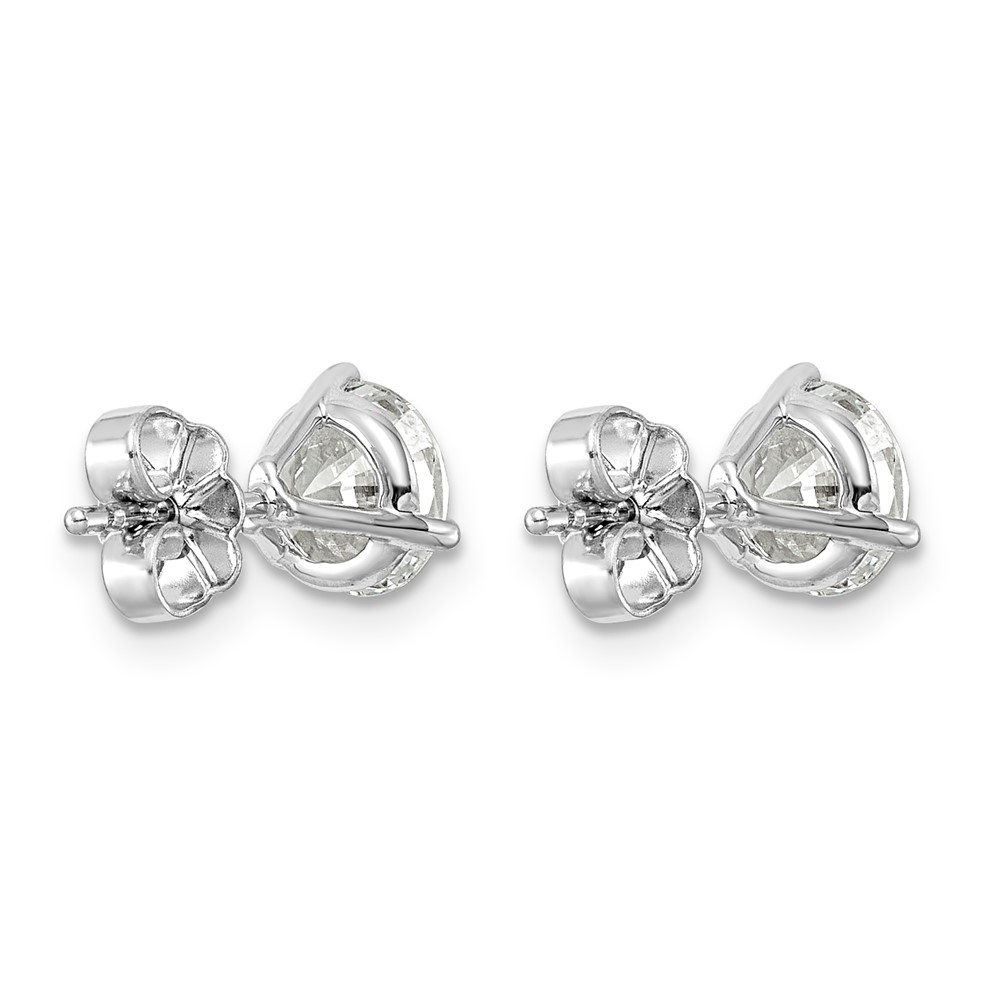 14k White Gold 2 1/2 carat Certified Lab Grown Diamond VS/SI+ G+ Round Complete Three Prong Stud Earrings - 3