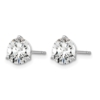 14k White Gold 4 carat Lab Grown Diamond VS+ F+ Round Complete Three Prong Stud Earrings - 1