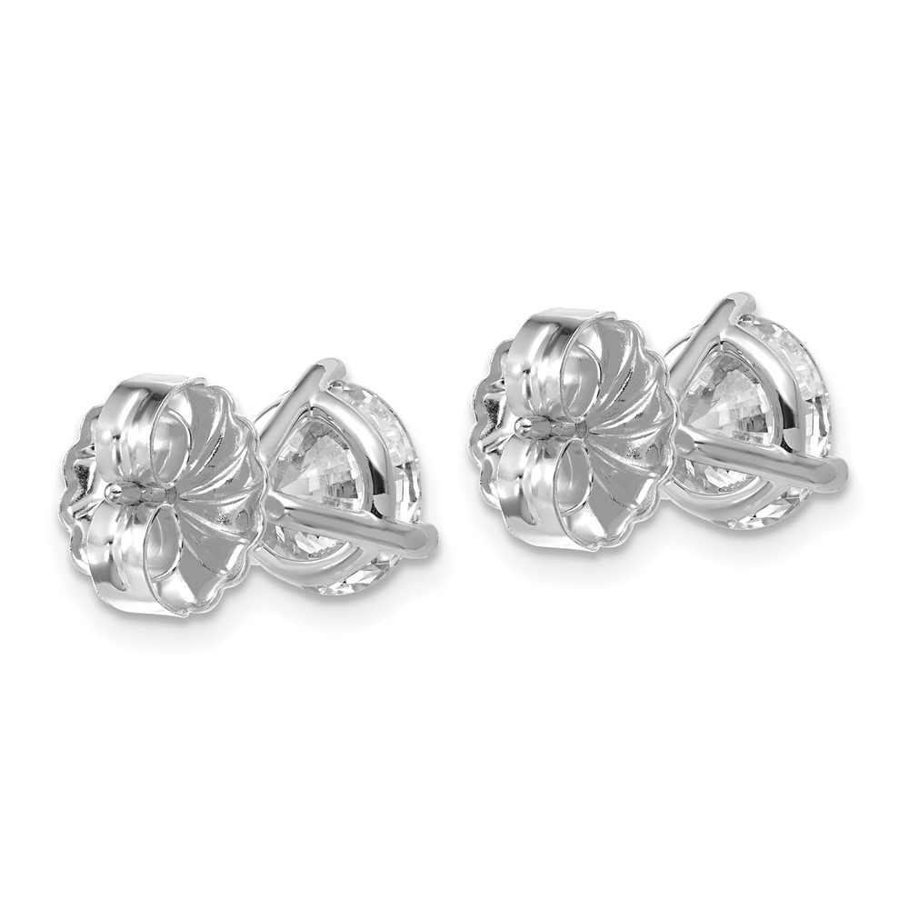 14k White Gold 4 carat Lab Grown Diamond VS+ F+ Round Complete Three Prong Stud Earrings - 3