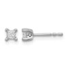 14k White Gold 1/4 carat Lab Grown Diamond VS+ F+ Princess Complete Four Prong Stud Earrings - 0