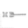 14k White Gold 1/4 carat Lab Grown Diamond VS+ F+ Princess Complete Four Prong Stud Earrings - 3