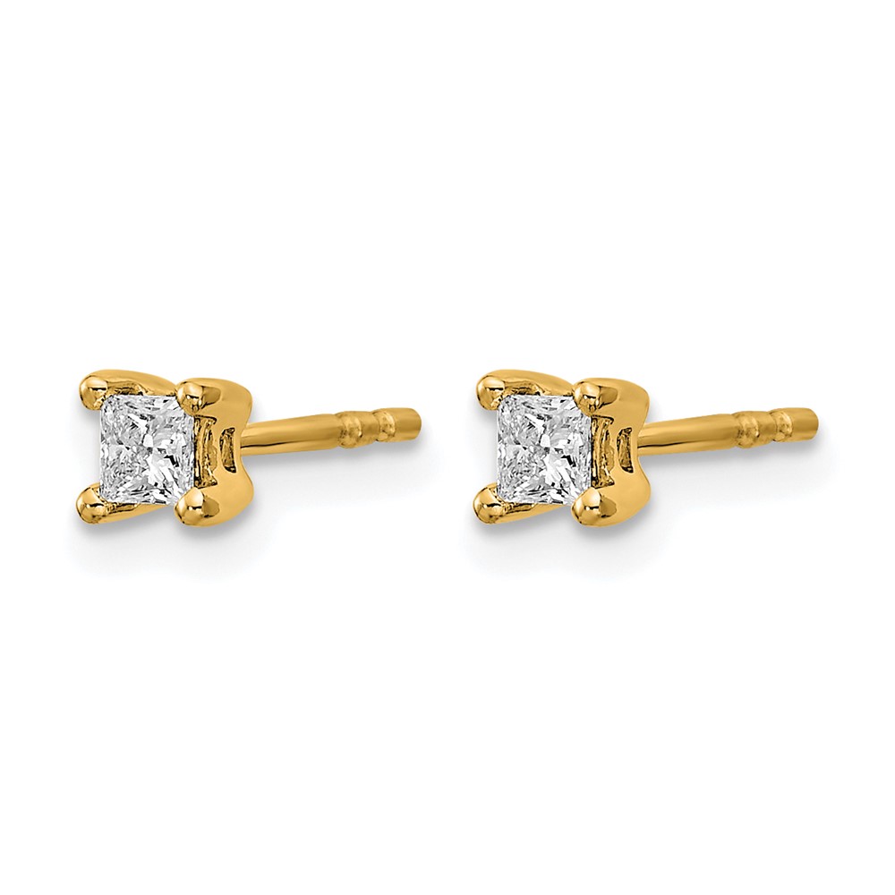 14k 1/4 carat Lab Grown Diamond VS+ F+ Princess Complete Four Prong Stud Earrings - 1 14k 1/4 carat Lab Grown Diamond VS+ F+ Princess Complete Four Prong Stud Earrings - 1