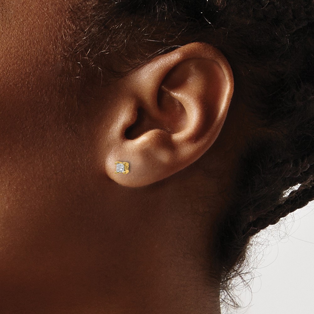 14k 1/4 carat Lab Grown Diamond VS+ F+ Princess Complete Four Prong Stud Earrings - 2 14k 1/4 carat Lab Grown Diamond VS+ F+ Princess Complete Four Prong Stud Earrings - 2