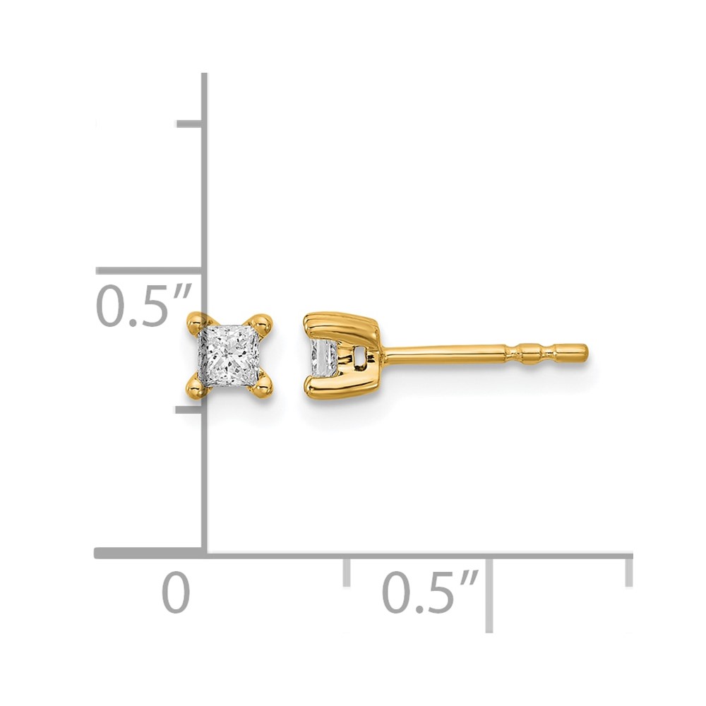 14k 1/4 carat Lab Grown Diamond VS+ F+ Princess Complete Four Prong Stud Earrings - 3 14k 1/4 carat Lab Grown Diamond VS+ F+ Princess Complete Four Prong Stud Earrings - 3