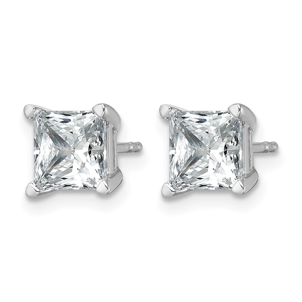 14k White Gold 3 carat Certified Lab Grown Diamond VS/SI+ G+ Princess Complete Four Prong Stud Earrings - 1 14k White Gold 3 carat Certified Lab Grown Diamond VS/SI+ G+ Princess Complete Four Prong Stud Earrings - 1