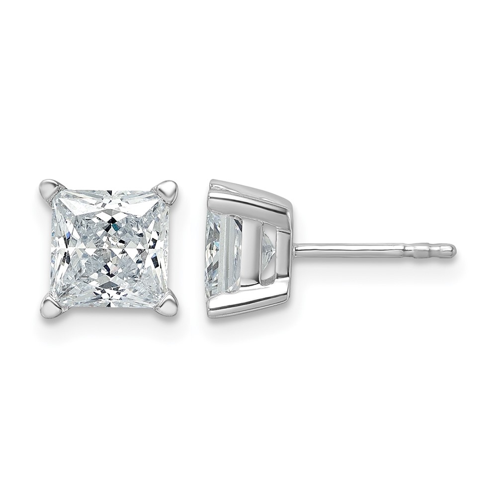 14k White Gold 3 carat Certified Lab Grown Diamond VS/SI+ G+ Princess Complete Four Prong Stud Earrings - 0 14k White Gold 3 carat Certified Lab Grown Diamond VS/SI+ G+ Princess Complete Four Prong Stud Earrings - 0