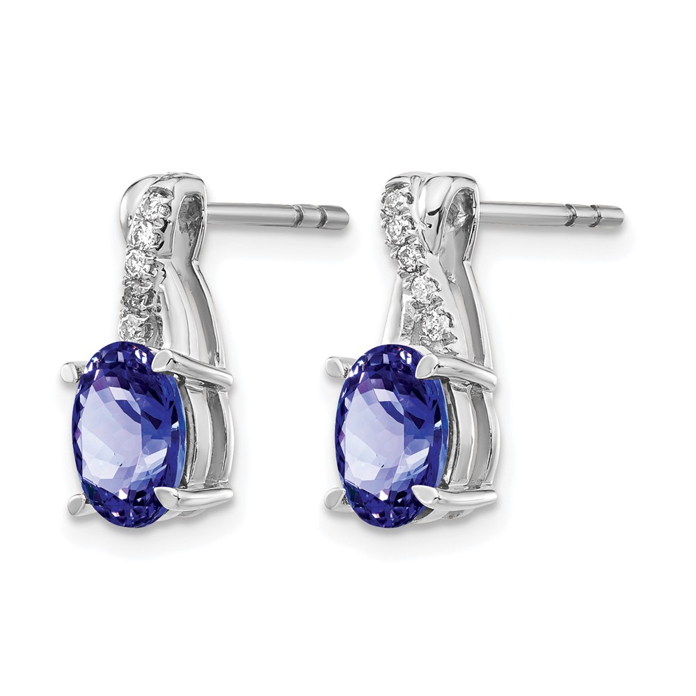 14k White Gold 7x5mm Oval Tanzanite and Diamond Post Earrings - 1 14k White Gold 7x5mm Oval Tanzanite and Diamond Post Earrings - 1