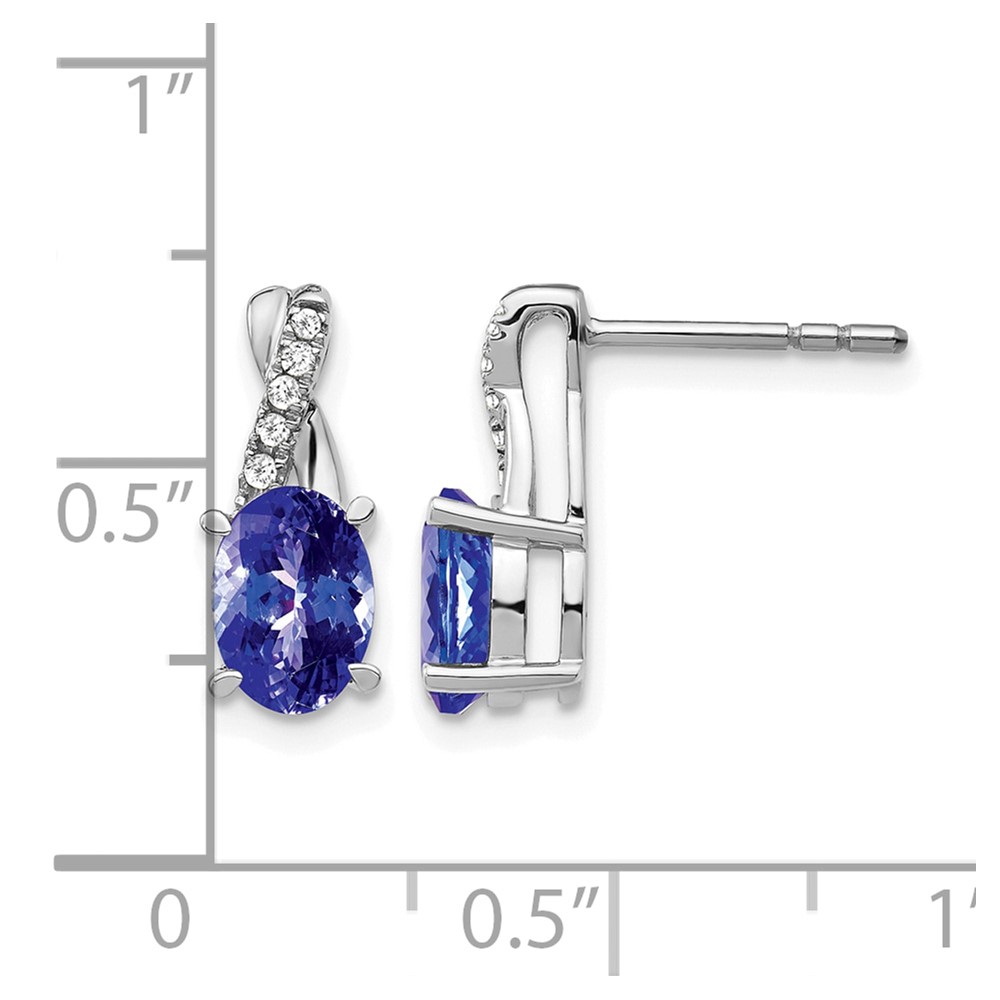 14k White Gold 7x5mm Oval Tanzanite and Diamond Post Earrings - 3 14k White Gold 7x5mm Oval Tanzanite and Diamond Post Earrings - 3
