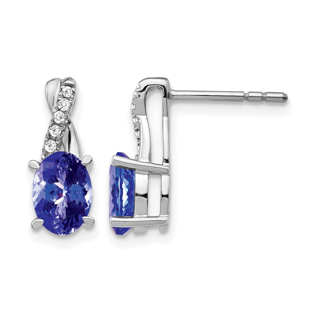 14k White Gold 7x5mm Oval Tanzanite and Diamond Post Earrings - 0 14k White Gold 7x5mm Oval Tanzanite and Diamond Post Earrings - 0