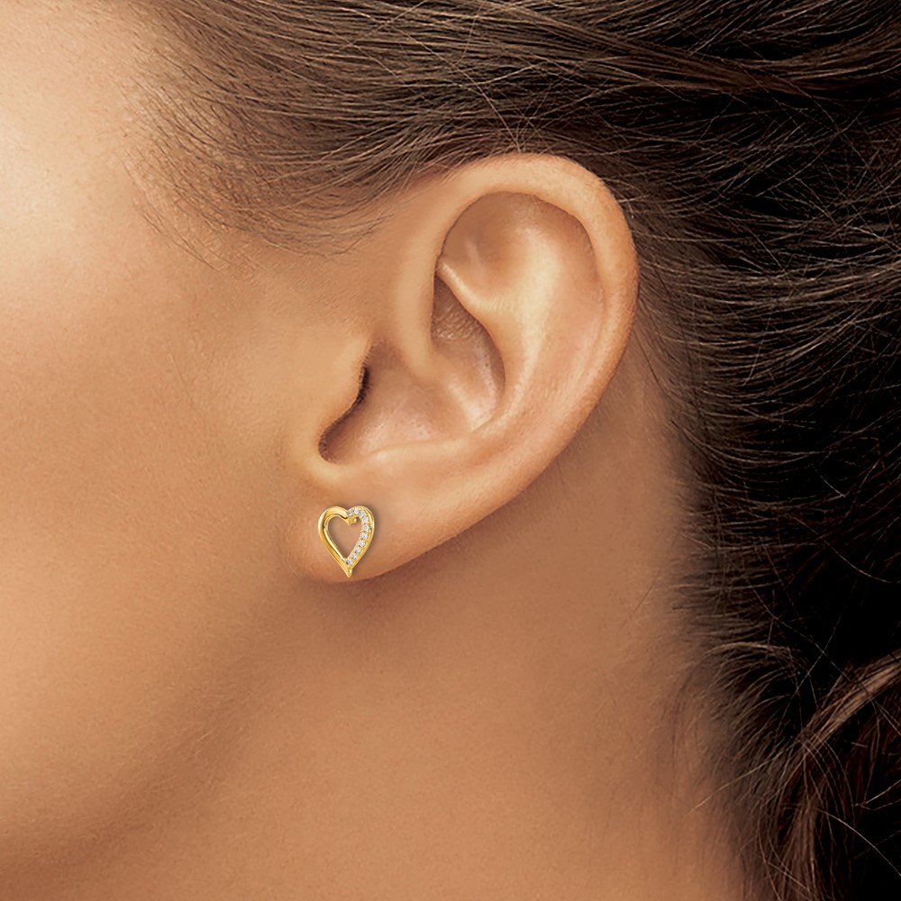 14k Diamond Heart Earrings - 2 14k Diamond Heart Earrings - 2