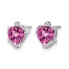 14k White Gold 6mm Heart Lab Created Pink Sapphire and Diamond Post Earrings - 1 14k White Gold 6mm Heart Lab Created Pink Sapphire and Diamond Post Earrings - 1