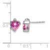14k White Gold 6mm Heart Lab Created Pink Sapphire and Diamond Post Earrings - 3 14k White Gold 6mm Heart Lab Created Pink Sapphire and Diamond Post Earrings - 3